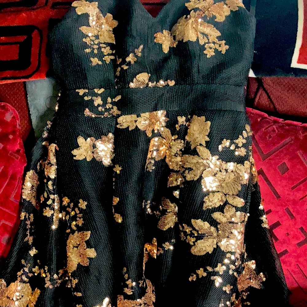 Black and rose gold dress